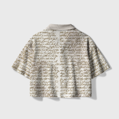 Pagewings One More Chapter Camp Collar Boxy Fit Unisex Crochet Shirt