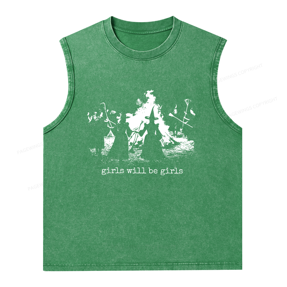 Pagewings Girls Will Be Girls Unisex Washed Tank Top
