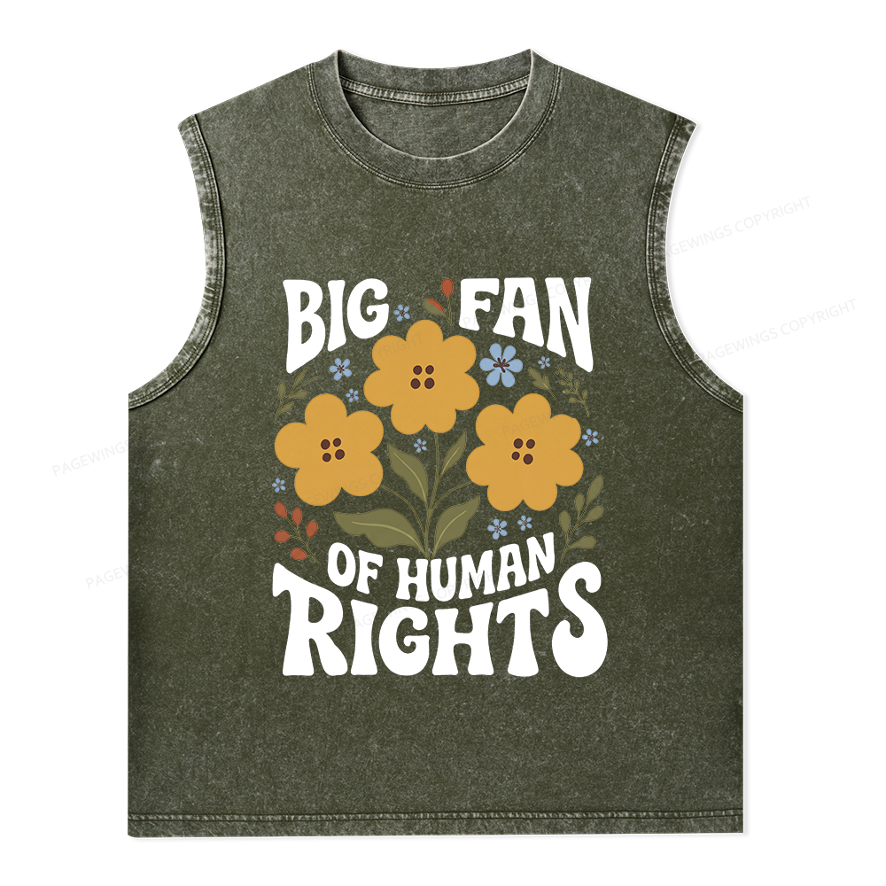 Pagewings Big Fan of Human Rights Unisex Washed Tank Top