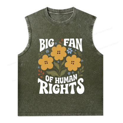 Pagewings Big Fan of Human Rights Unisex Washed Tank Top