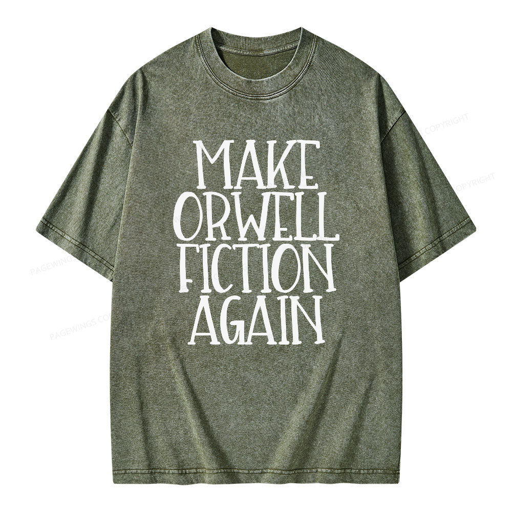 Pagewings Make Orwell Fiction Again Unisex Washed T-shirt