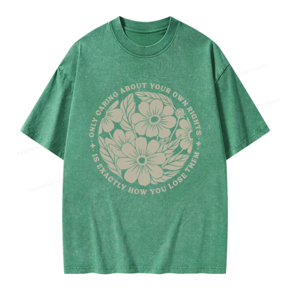 Pagewings Only Caring About Your Own Rights Unisex Washed T-shirt