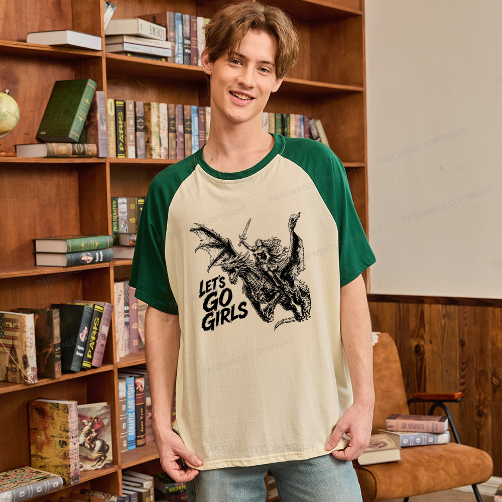Pagewings Woman Dragon Rider Raglan T-shirt