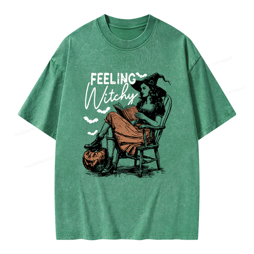 Pagewings Feeling Witchy Unisex Washed T-shirt