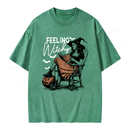 Pagewings Feeling Witchy Unisex Washed T-shirt