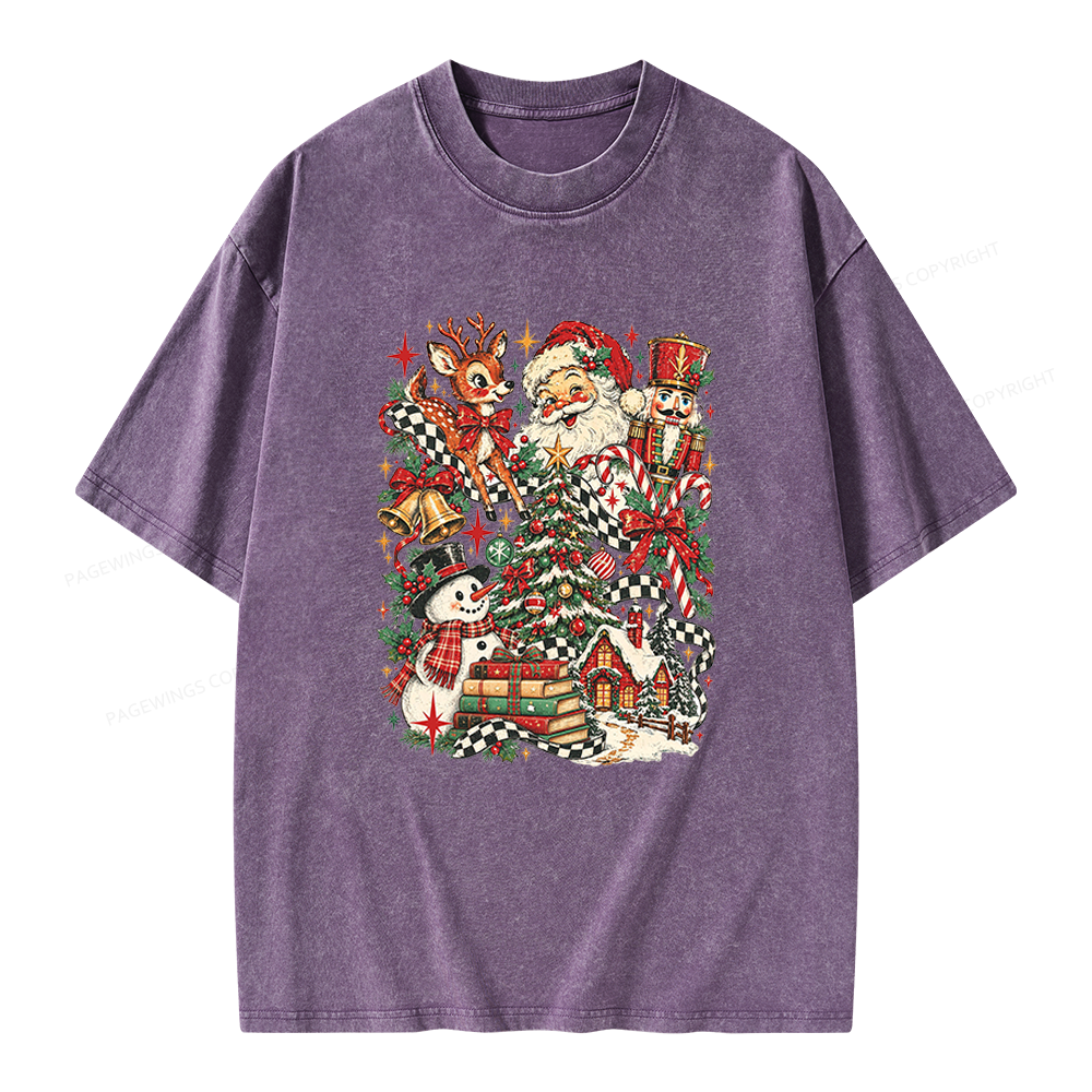Pagewings Retro Christmas Unisex Washed T-shirt
