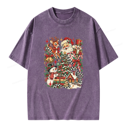 Pagewings Retro Christmas Unisex Washed T-shirt