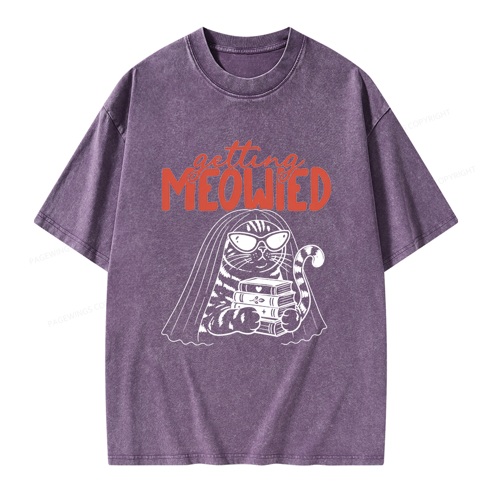 Pagewings Getting Meowied Unisex Washed T-shirt