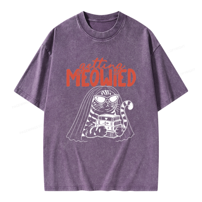 Pagewings Getting Meowied Unisex Washed T-shirt