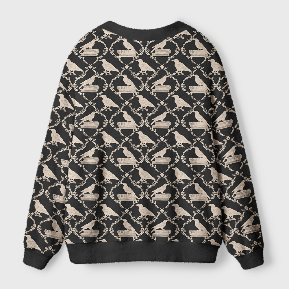 Pagewings Reading Crow Light Knit Unisex Cardigan Sweaters