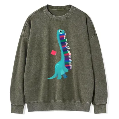 Pagewings Book Dinosaurs Unisex Washed Sweatshirt