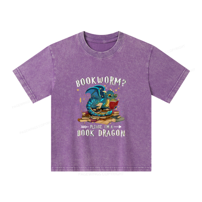 Pagewings Dragon Book Unisex Kids Washed T-shirt