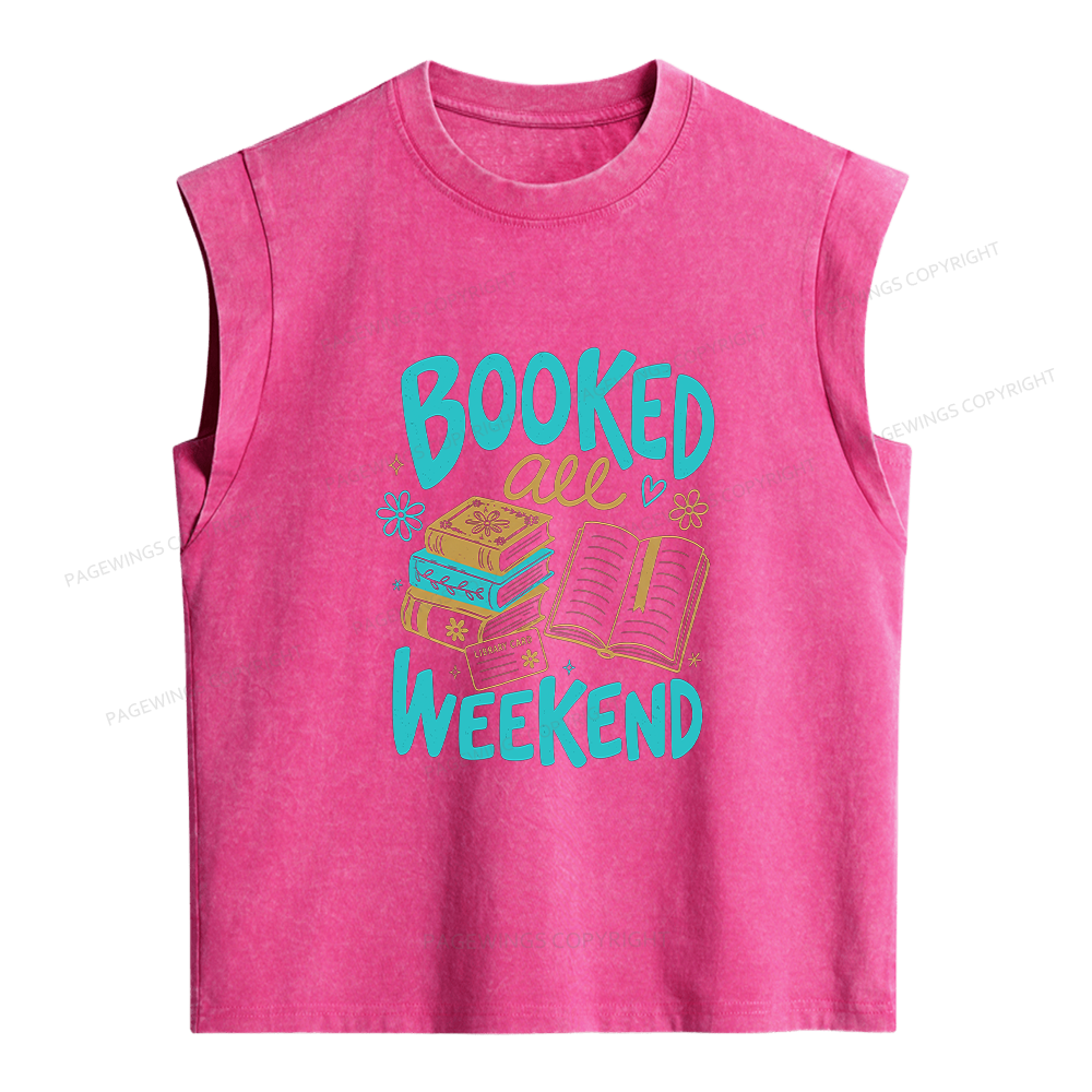 Pagewings Booked All Weekend  Women's Washed Tank Top