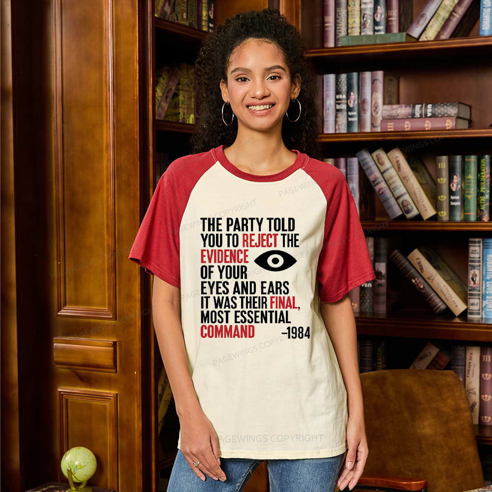 Pagewings Dystopia Quote Raglan T-shirt