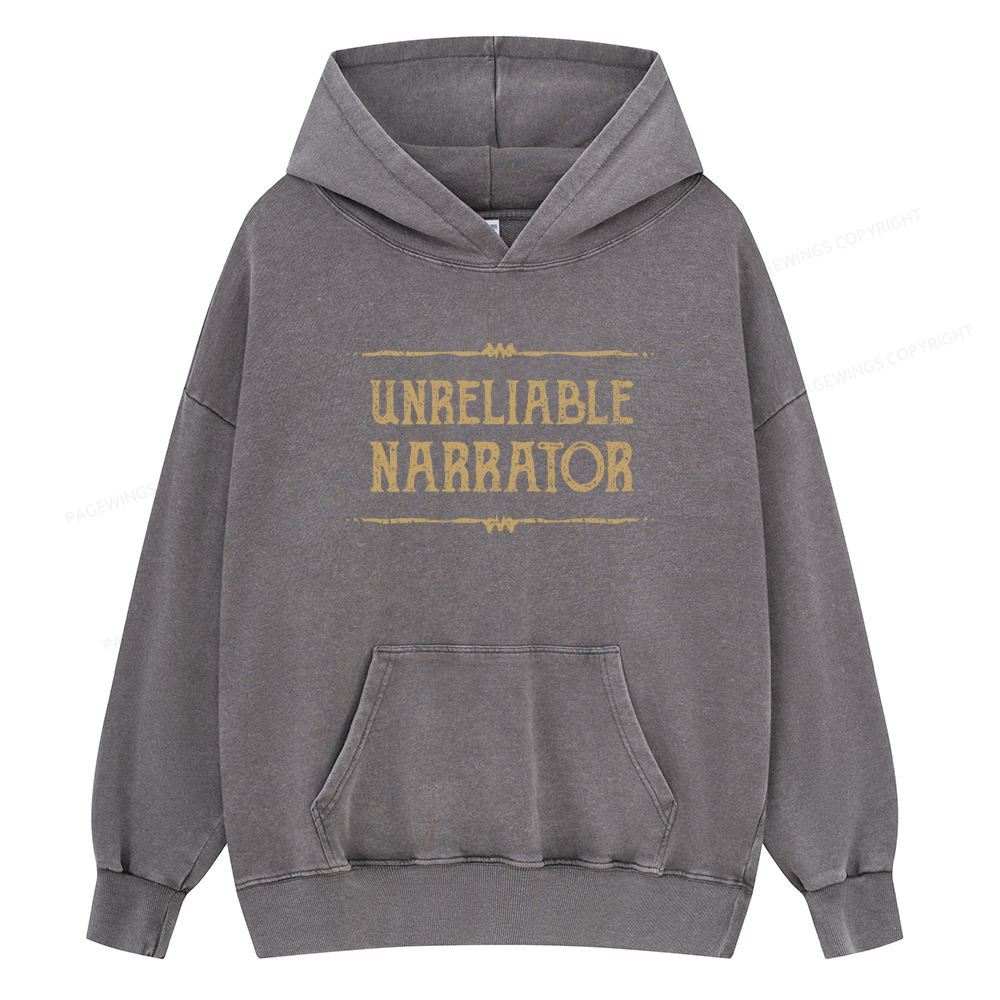 Pagewings Unreliable Narrator Unisex Washed Hoodie
