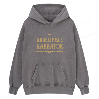 Pagewings Unreliable Narrator Unisex Washed Hoodie