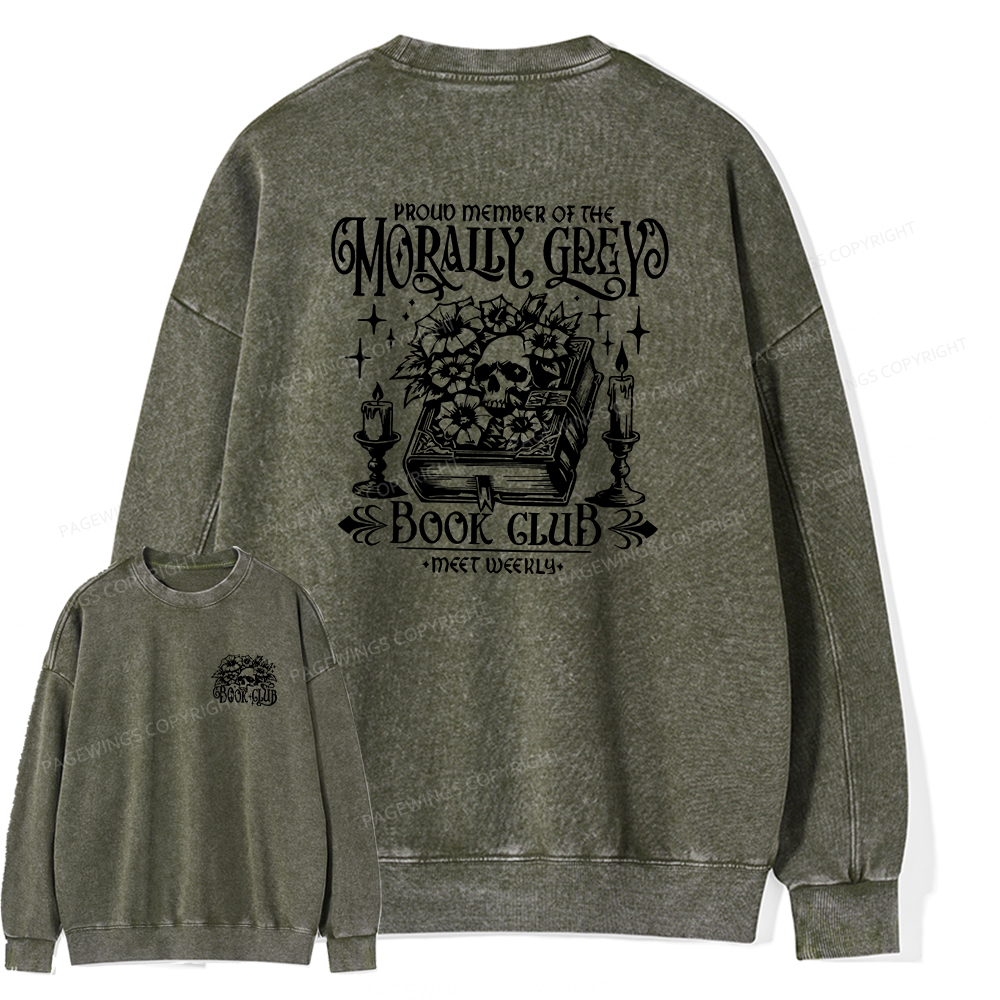 Pagewings Morally Grey Book Club Unisex Washed Sweatshirt