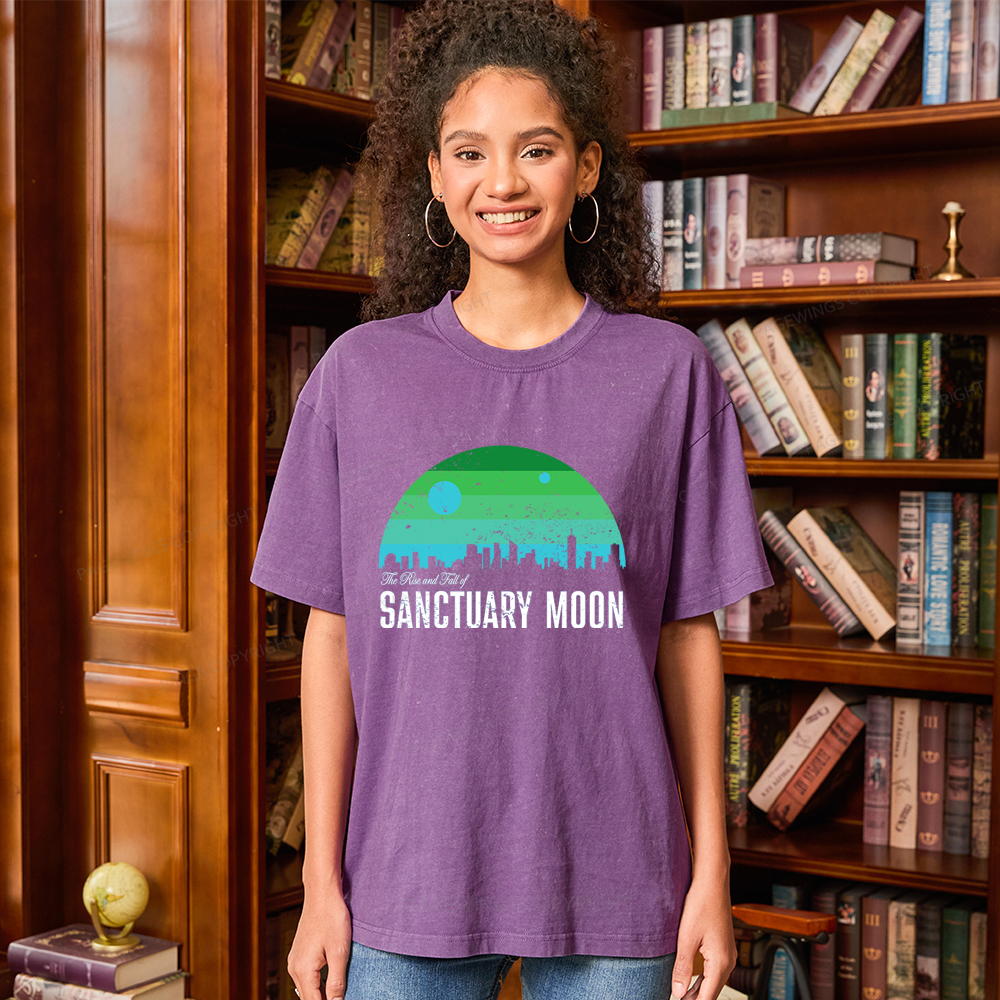 Pagewings The Rise and Fall of Sanctuary Moon Unisex Washed T-shirt