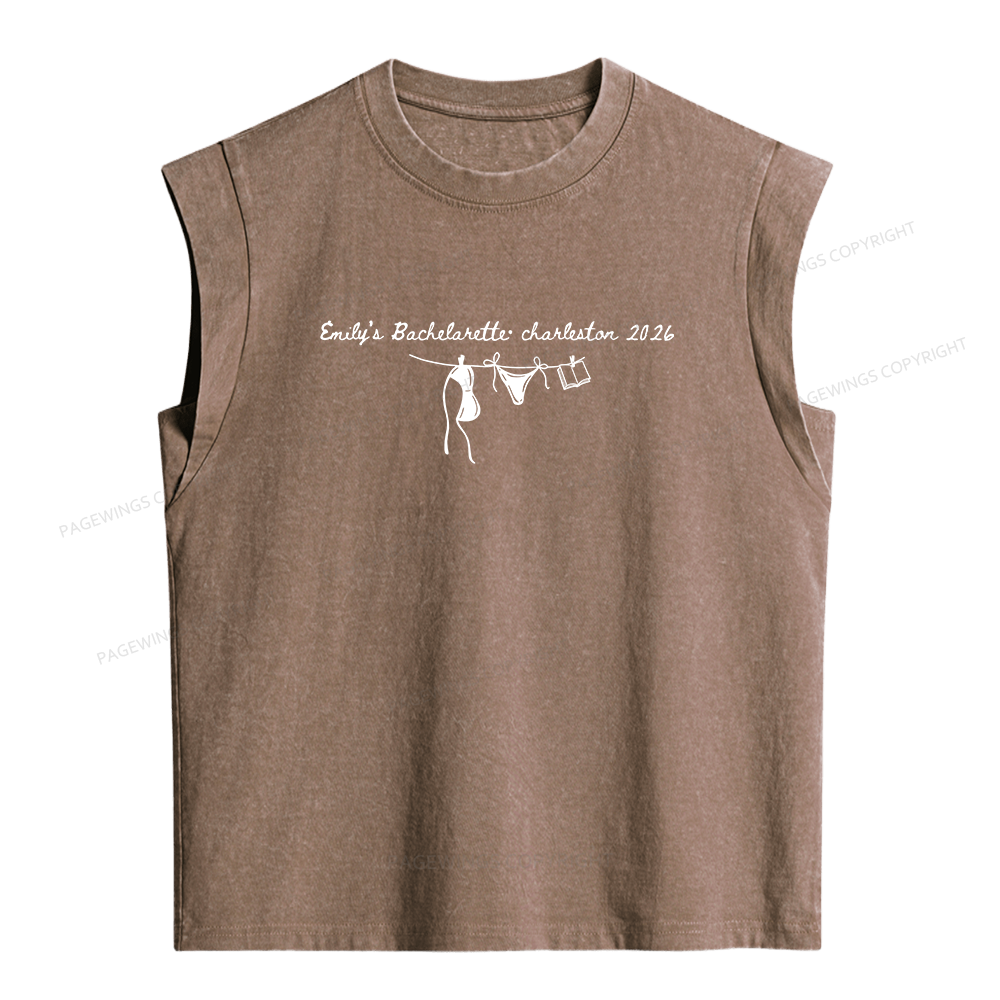 Pagewing Personalized Beach Party Women's Washed Tank Top