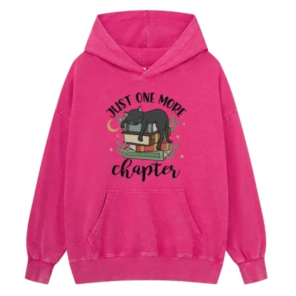 Pagewings Just One More Chapter Adorable Cat Unisex Washed Hoodie