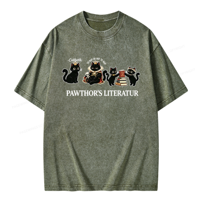 Pagewings Pawthor's Literatur Unisex Washed T-shirt