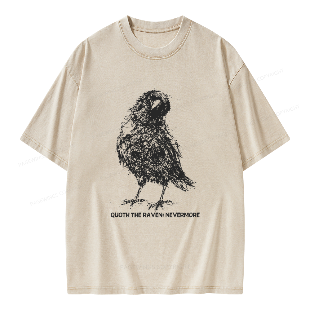 Pagewings Nevermore Crow Unisex Washed T-shirt