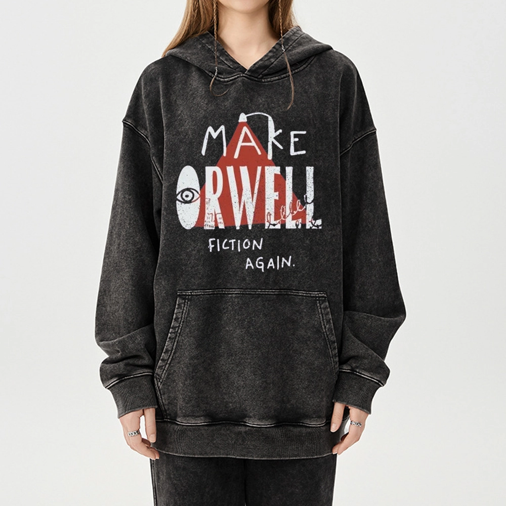 Pagewings Make Orwell Fiction Again Unisex Washed Hoodie