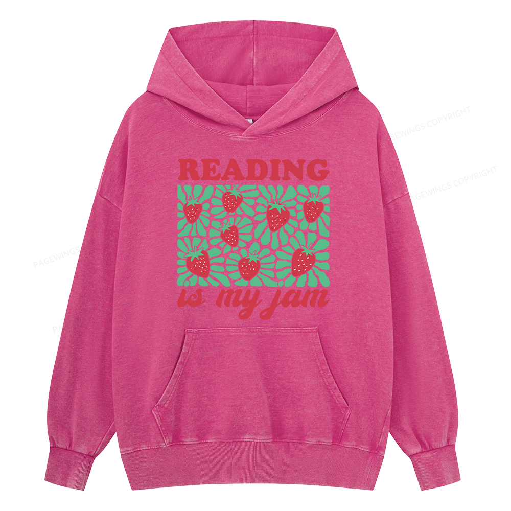 Pagewings Reading Is My Jam Unisex Washed Hoodie