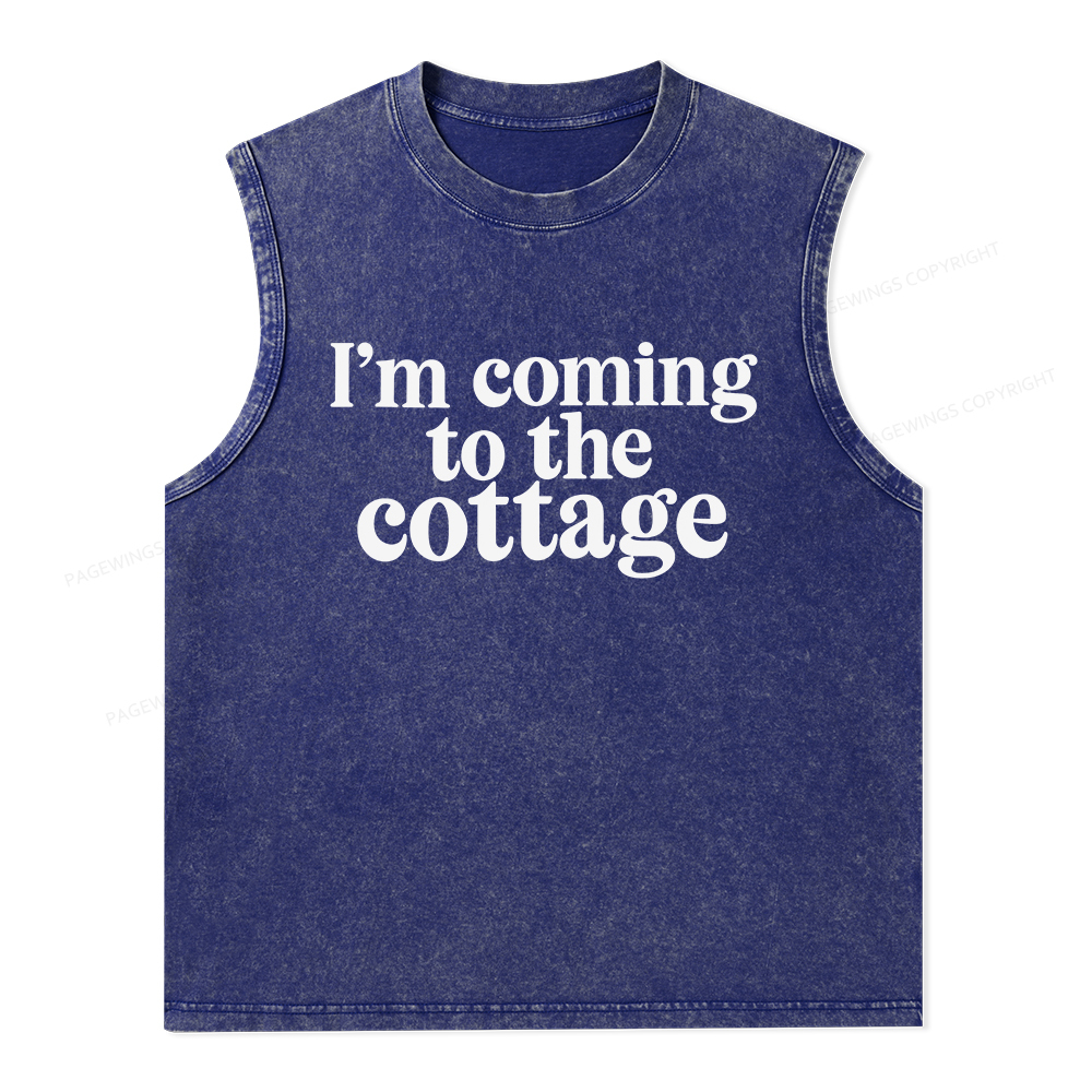 Pagewings I'm Coming To The Cottage Unisex Washed Tank Top