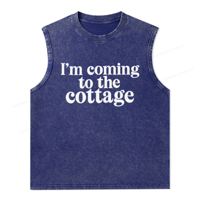 Pagewings I'm Coming To The Cottage Unisex Washed Tank Top