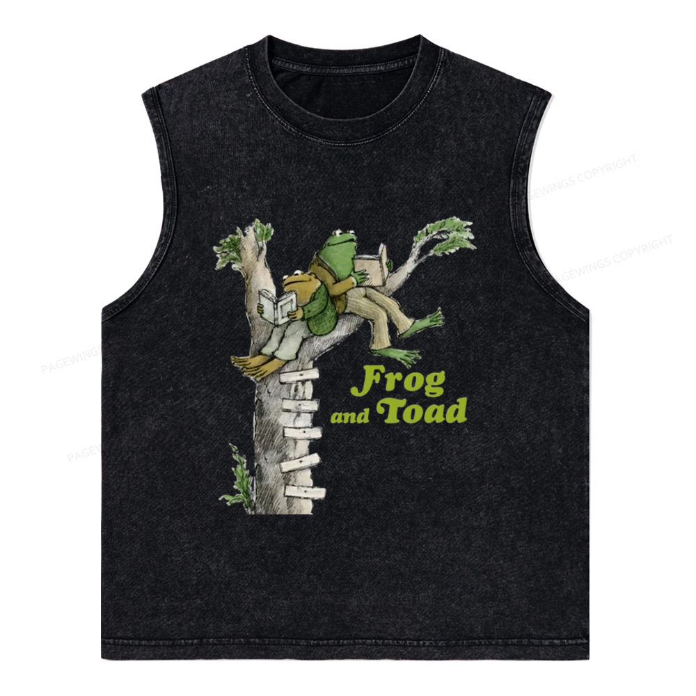Pagewings Frog and Toad Old Book Unisex Washed Tank Top