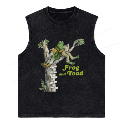 Pagewings Frog and Toad Old Book Unisex Washed Tank Top