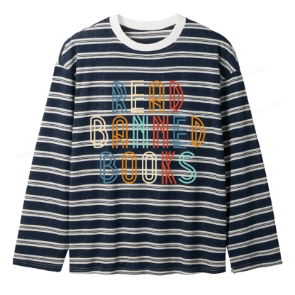 Pagewing Read Banned Books Unisex Striped Long Sleeve T-Shirt