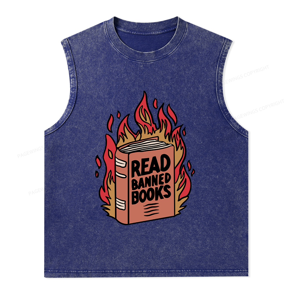Pagewings Read Banned Books Shirt Unisex Washed Tank Top