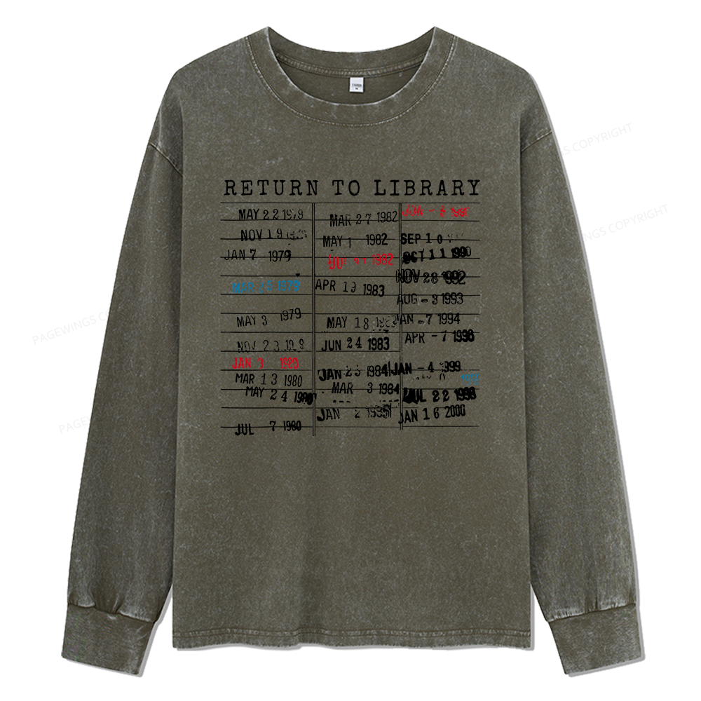 Pagewings Return To Library Unisex Washed Long Sleeve T-shirt