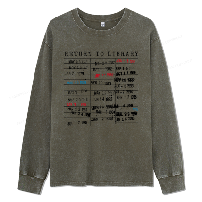 Pagewings Return To Library Unisex Washed Long Sleeve T-shirt