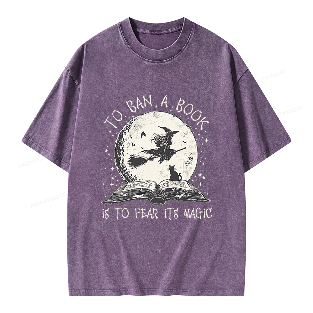 Pagewings Halloween Witch Book Unisex Washed T-shirt