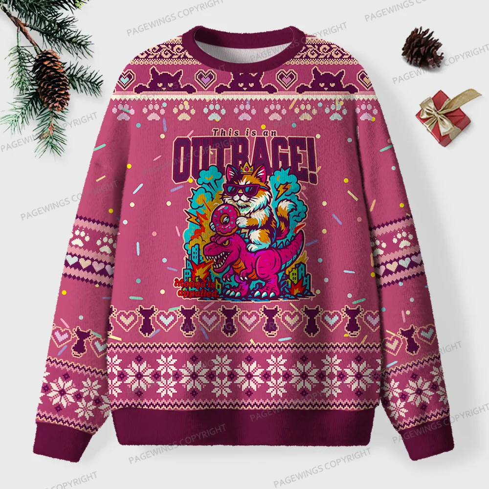 Pagewings This Is An Outrage Unisex Ugly Knit Sweatshirt