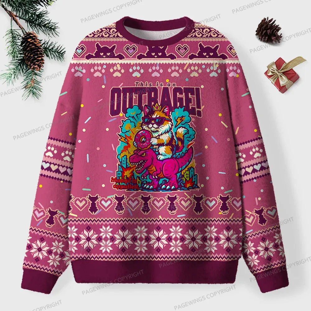 Pagewings This Is An Outrage Unisex Ugly Knit Sweatshirt