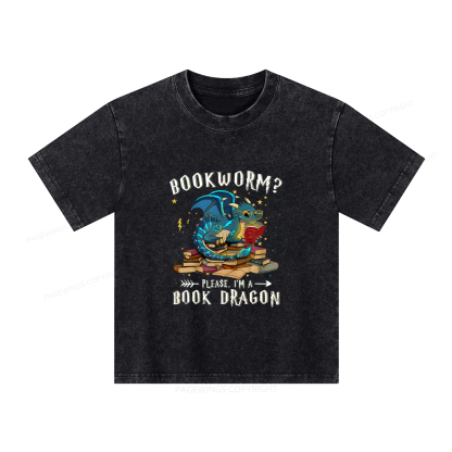 Pagewings Dragon Book Unisex Kids Washed T-shirt