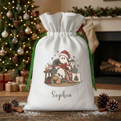 Pagewings Personalized Christmas Ghost Reading Christmas Santa Sack