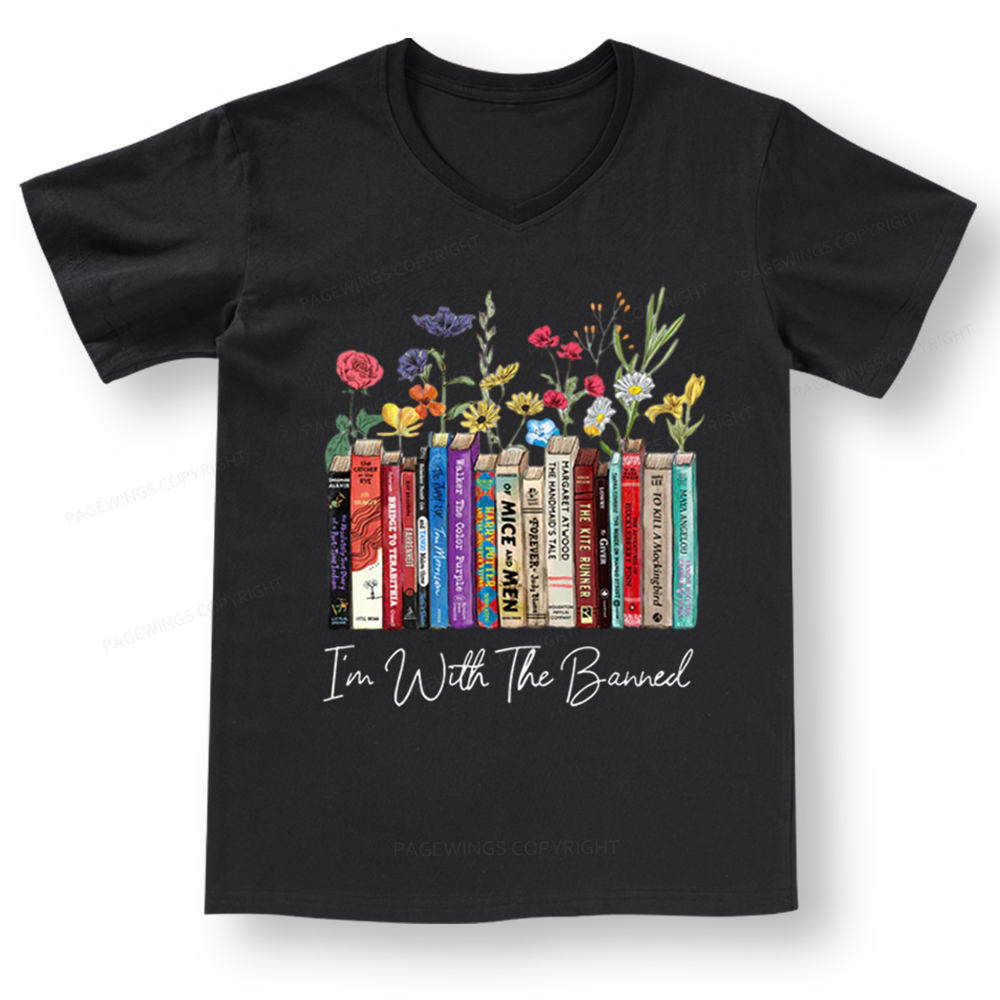 Pagewings I'm With The Banned Flowers V-neck T-shirt