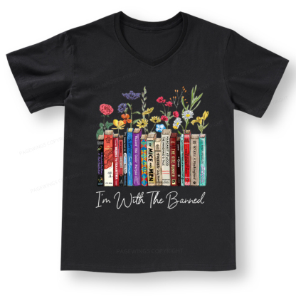 Pagewings I'm With The Banned Flowers V-neck T-shirt