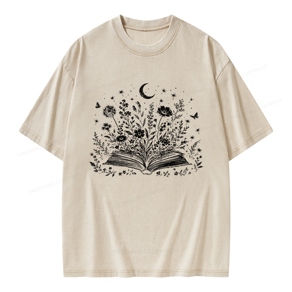 Pagewings Wildflower Book Unisex Washed T-shirt