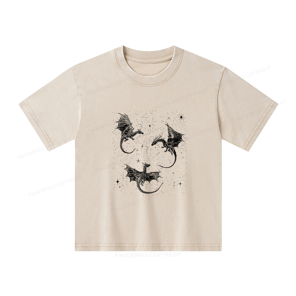 Pagewings Dragon Fantasy Unisex Kids Washed T-shirt