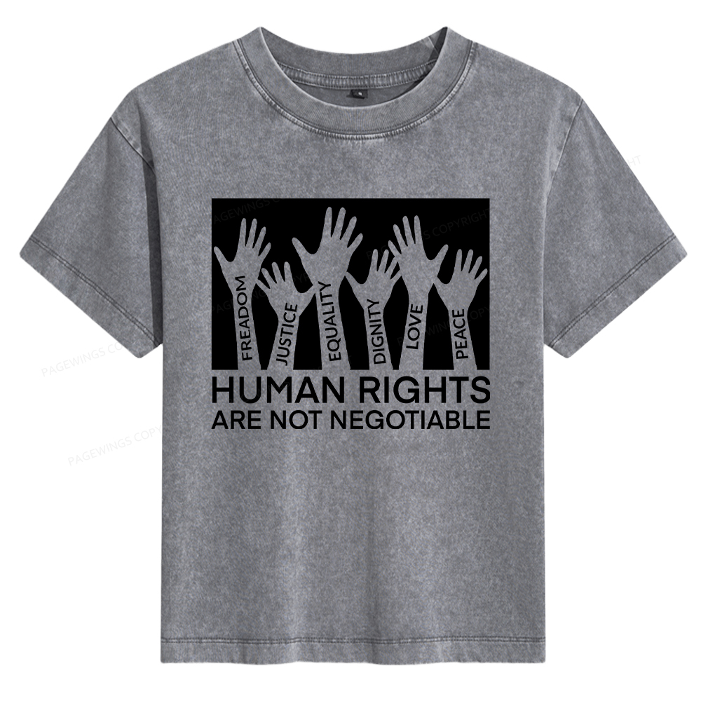 Pagewings Human Rights Are Not Negotiable Women's Washed T-shirt