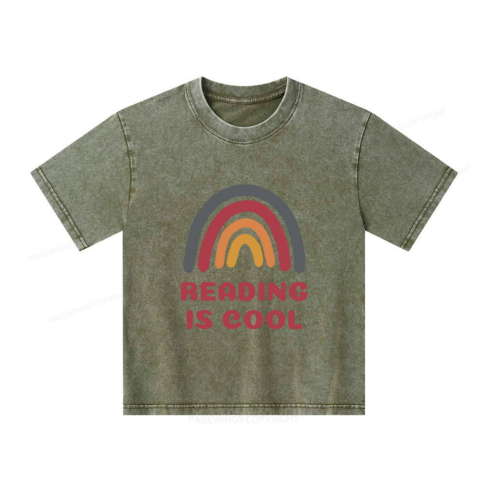 Pagewings Reading Is Cool Unisex Kids Washed T-shirt