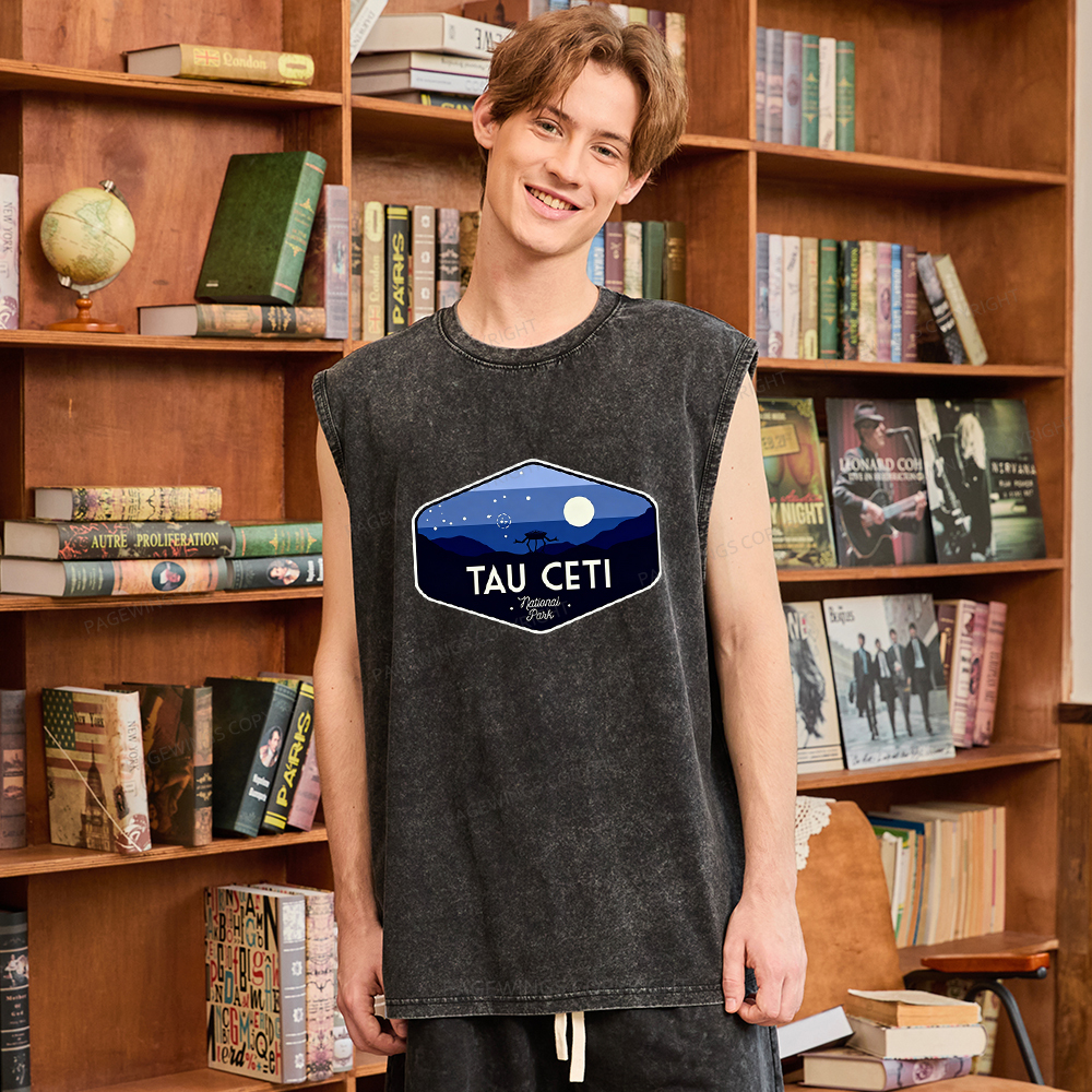 Pagewings Tau Ceti Unisex Washed Tank Top