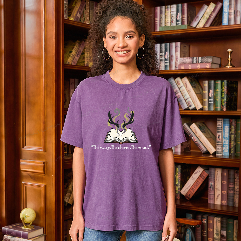 Pagewings Be Wary Be Clever Be Good Unisex Washed T-shirt