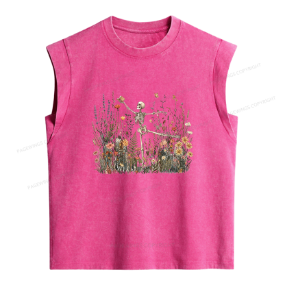 Pagewings Skeleton Reading Women's Washed Tank Top